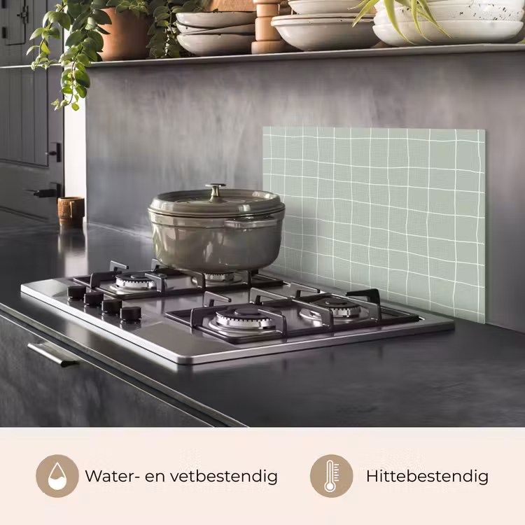 Spatscherm keuken - Ruitpatroon - Golvend - Groen — 2