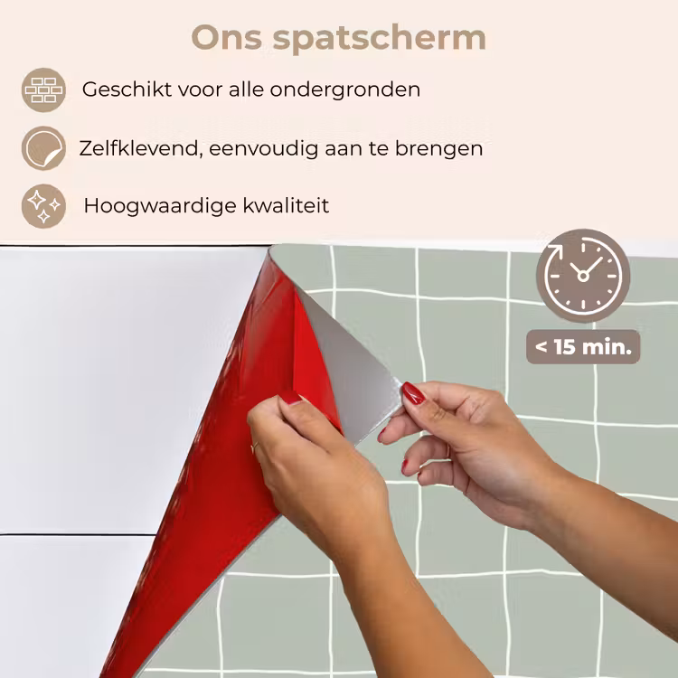 Spatscherm keuken - Ruitpatroon - Golvend - Groen — 4