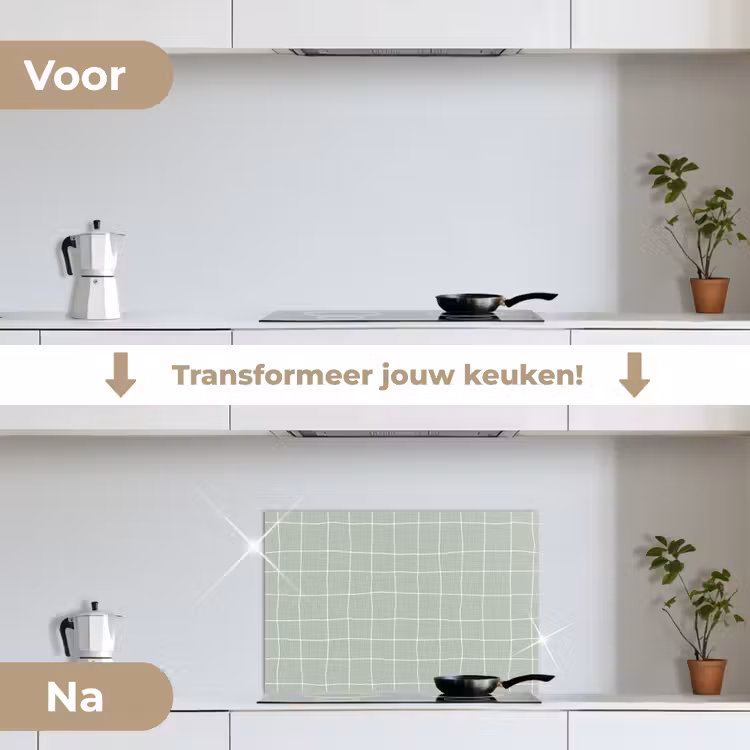 Spatscherm keuken - Ruitpatroon - Golvend - Groen — 7