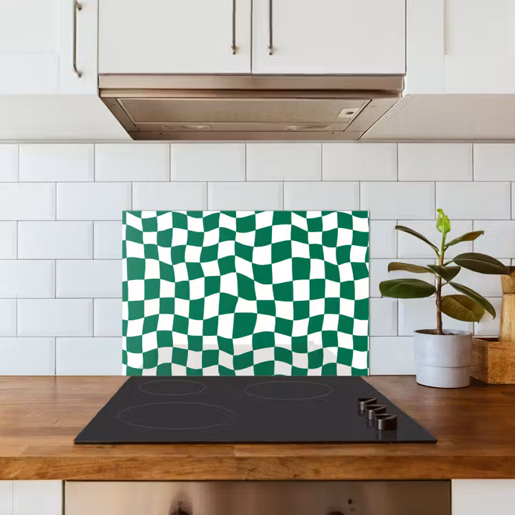 Spatscherm keuken - Schaakbord - Golvend - Groen — 3