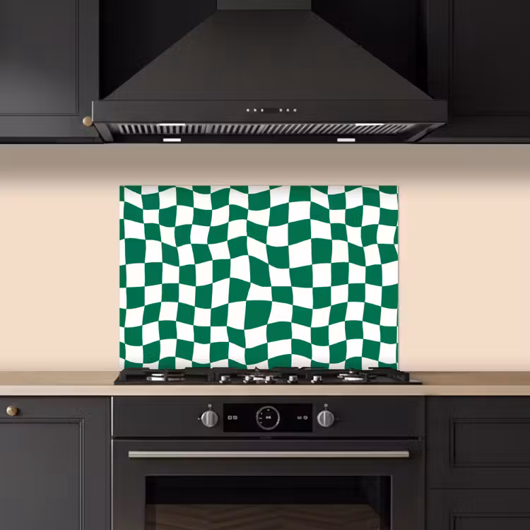 Spatscherm keuken - Schaakbord - Golvend - Groen — 5