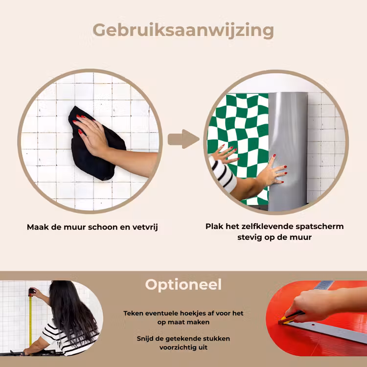 Spatscherm keuken - Schaakbord - Golvend - Groen — 6