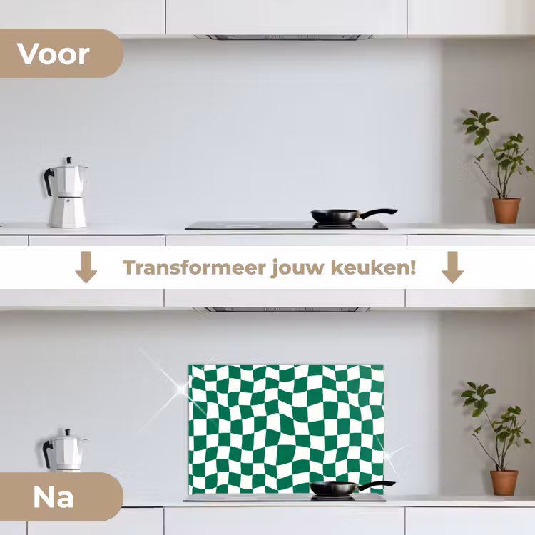 Spatscherm keuken - Schaakbord - Golvend - Groen — 7