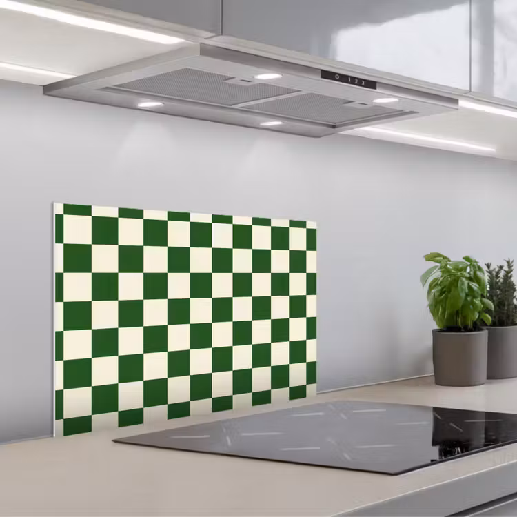 Spatscherm keuken - Schaakbord - Patroon - Groen — 1