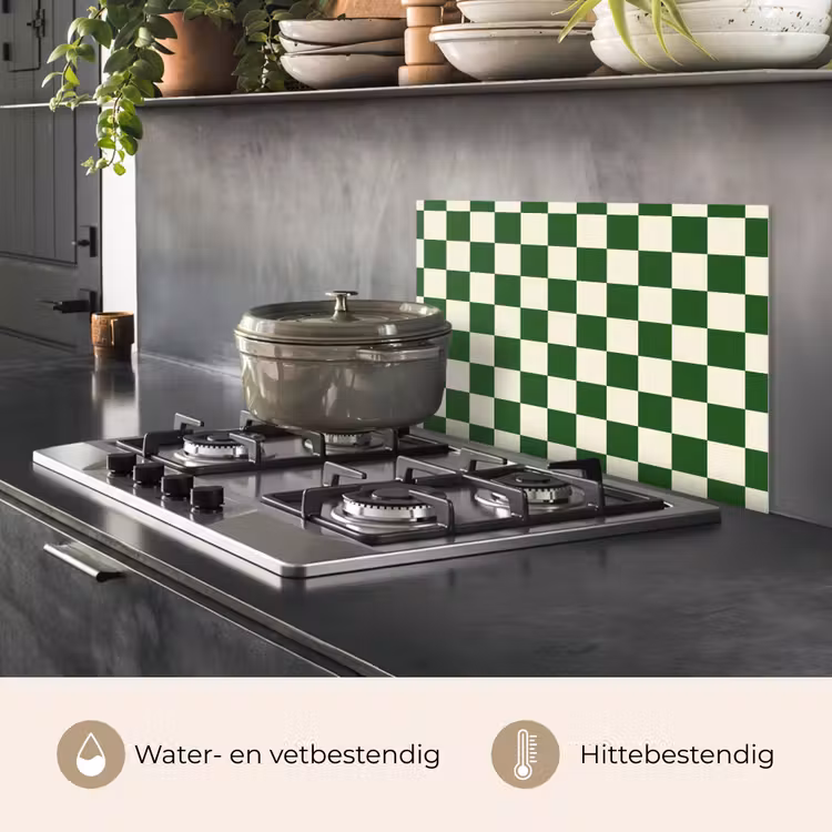Spatscherm keuken - Schaakbord - Patroon - Groen — 2