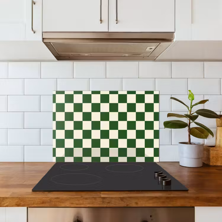 Spatscherm keuken - Schaakbord - Patroon - Groen — 3