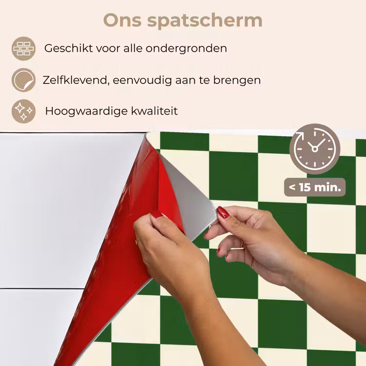 Spatscherm keuken - Schaakbord - Patroon - Groen — 4