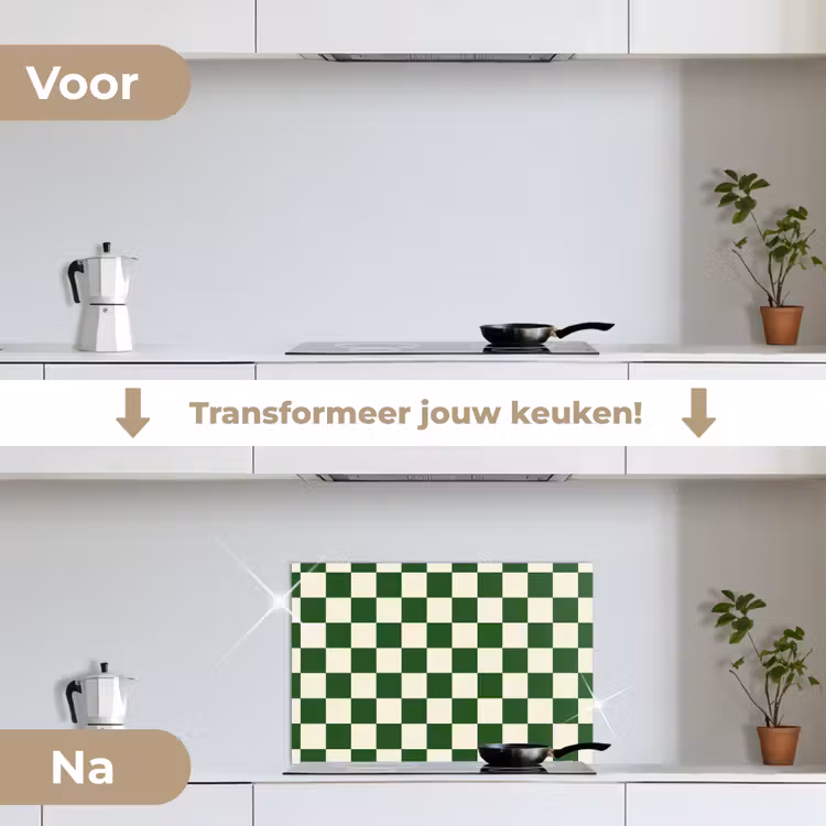 Spatscherm keuken - Schaakbord - Patroon - Groen — 7