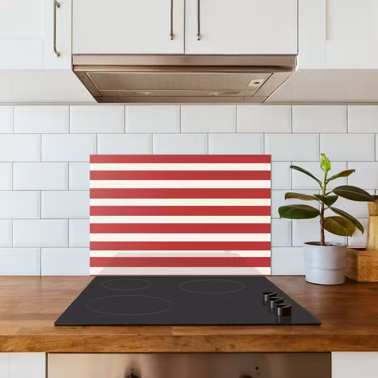 Spatscherm keuken - Strepen - Patroon - Rood — 3