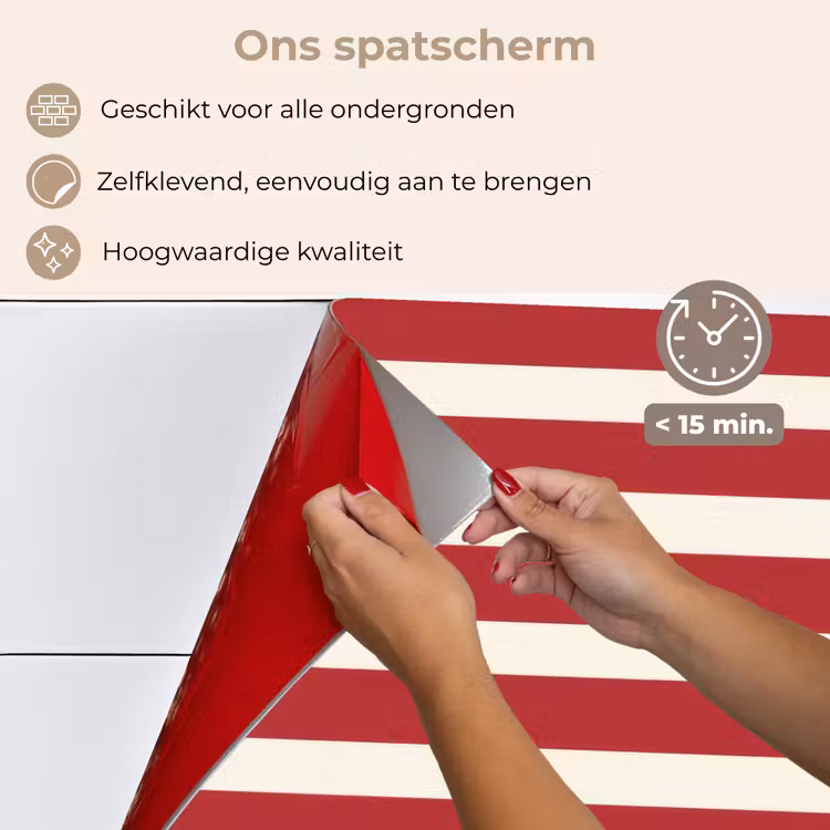 Spatscherm keuken - Strepen - Patroon - Rood — 4