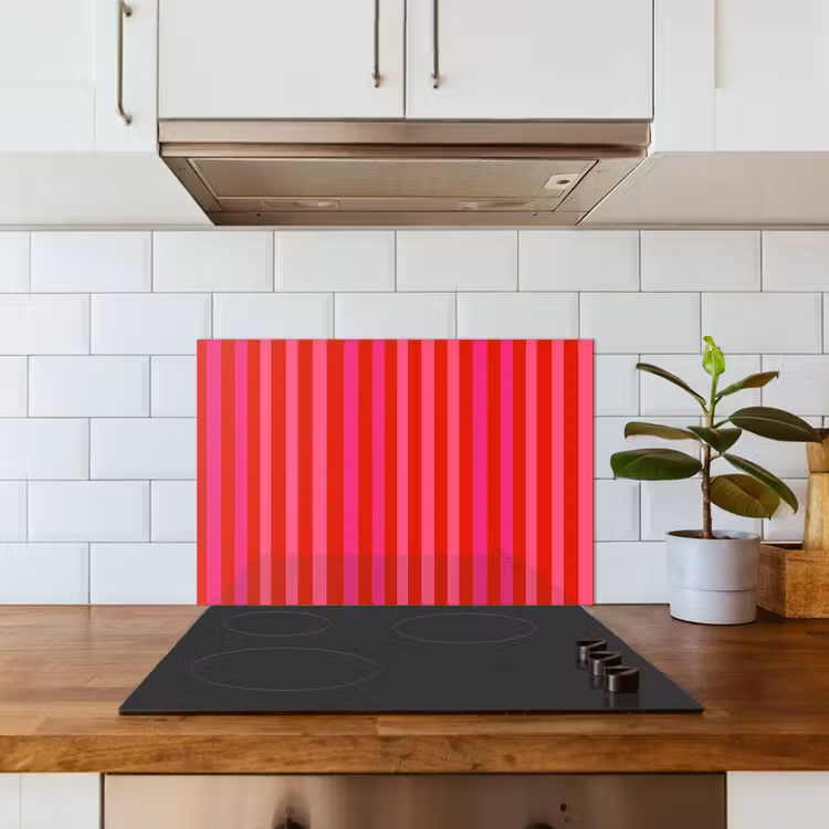 Spatscherm keuken - Verticaal - Strepen - Roze — 3