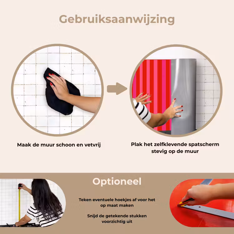 Spatscherm keuken - Verticaal - Strepen - Roze — 6