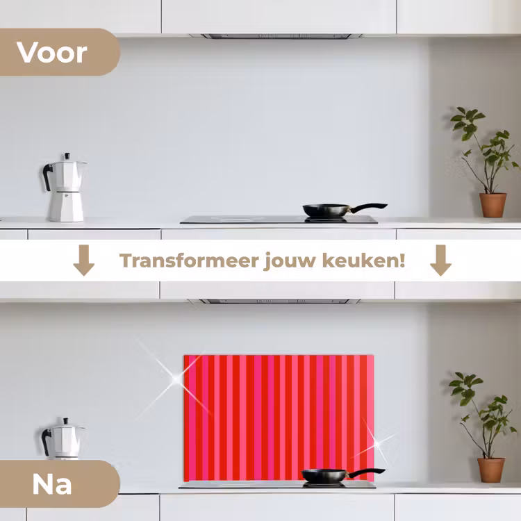 Spatscherm keuken - Verticaal - Strepen - Roze — 7