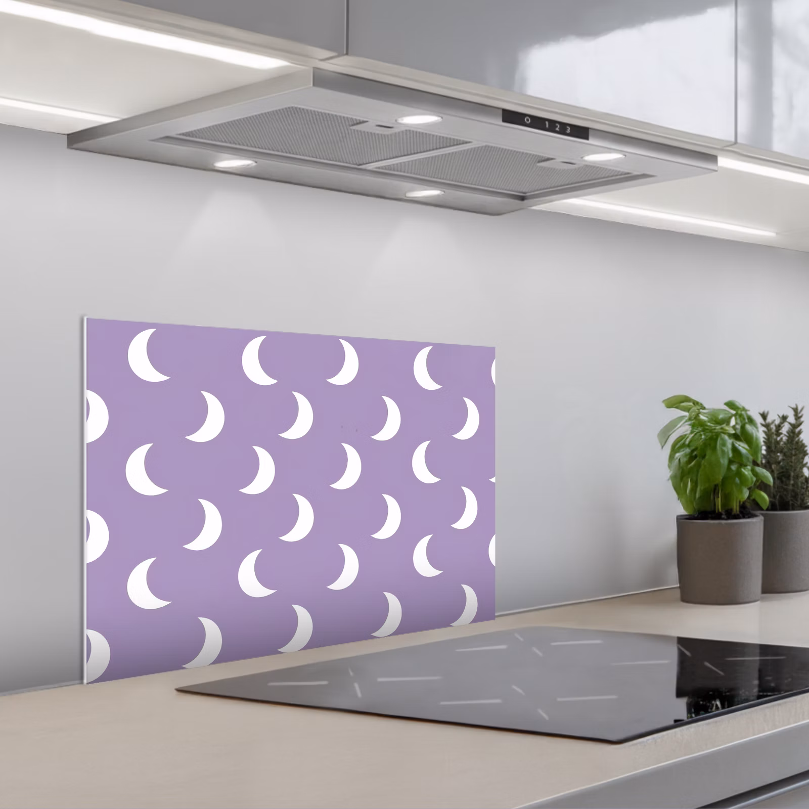 Spatscherm keuken - Manen - Patroon - Paars — 1