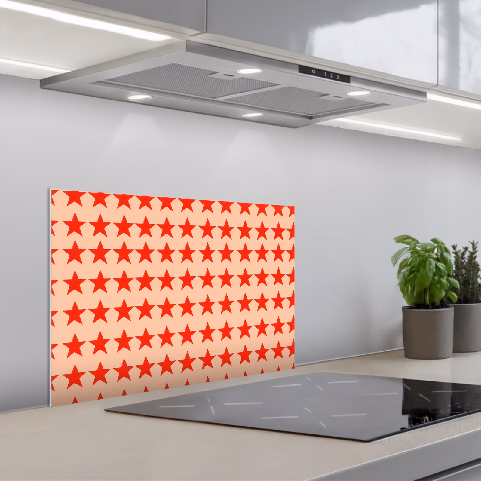 Spatscherm keuken - Patroon - Sterren - Rood — 1