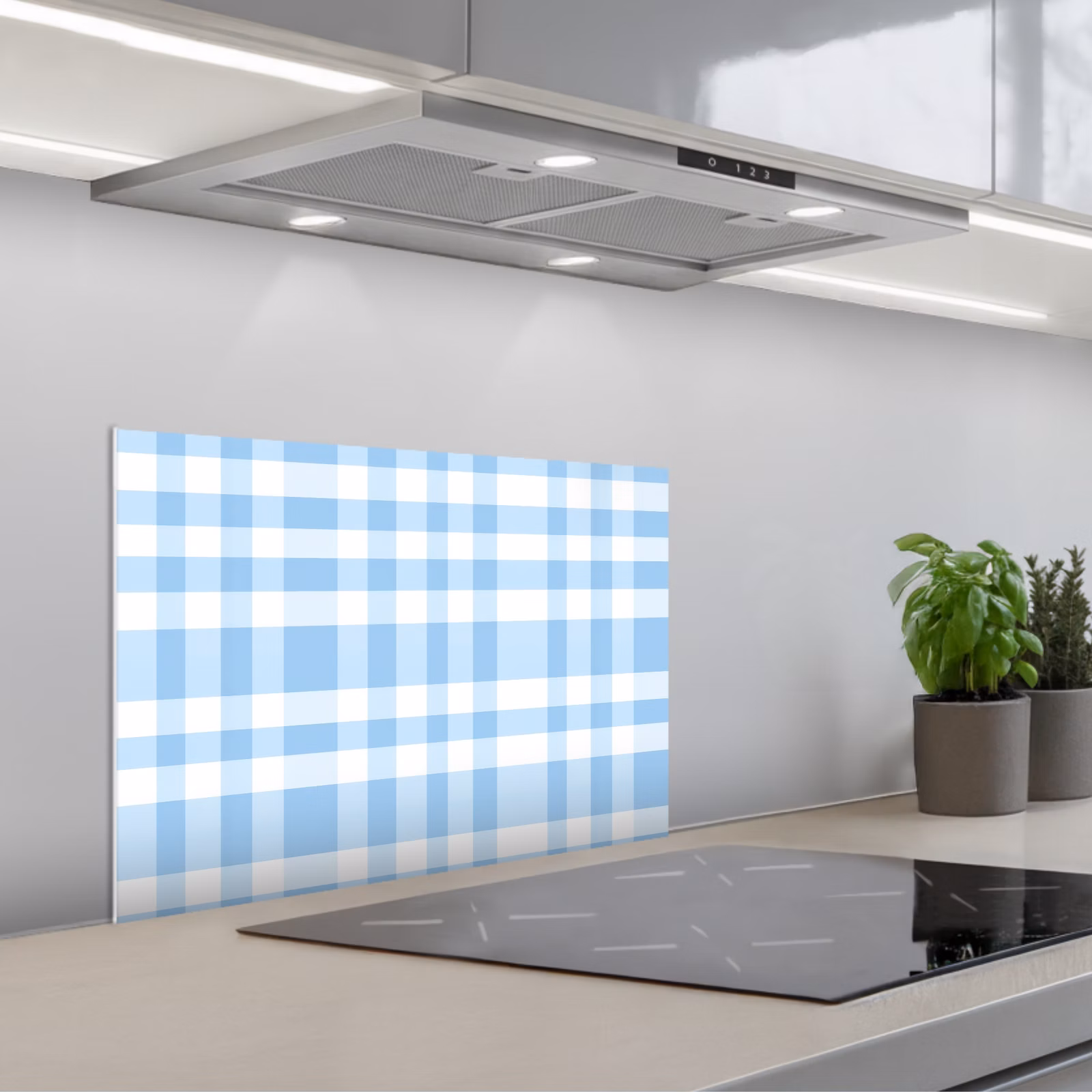 Spatscherm keuken - Ruit - Patroon - Blauw — 1