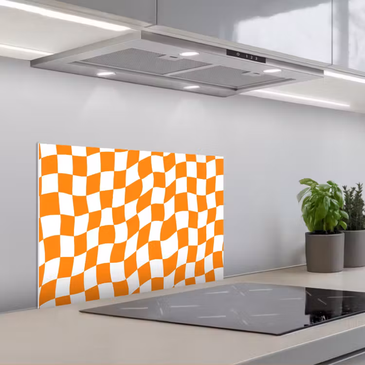 Spatscherm keuken - Golvend - Patroon - Oranje — 1