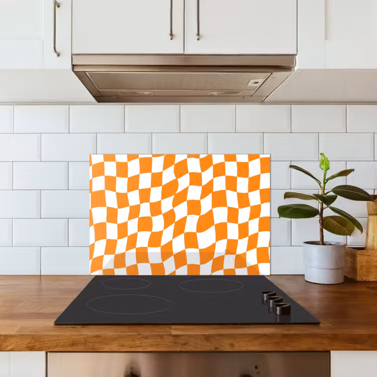 Spatscherm keuken - Golvend - Patroon - Oranje — 3