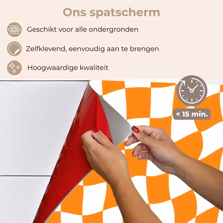 Spatscherm keuken - Golvend - Patroon - Oranje — 4
