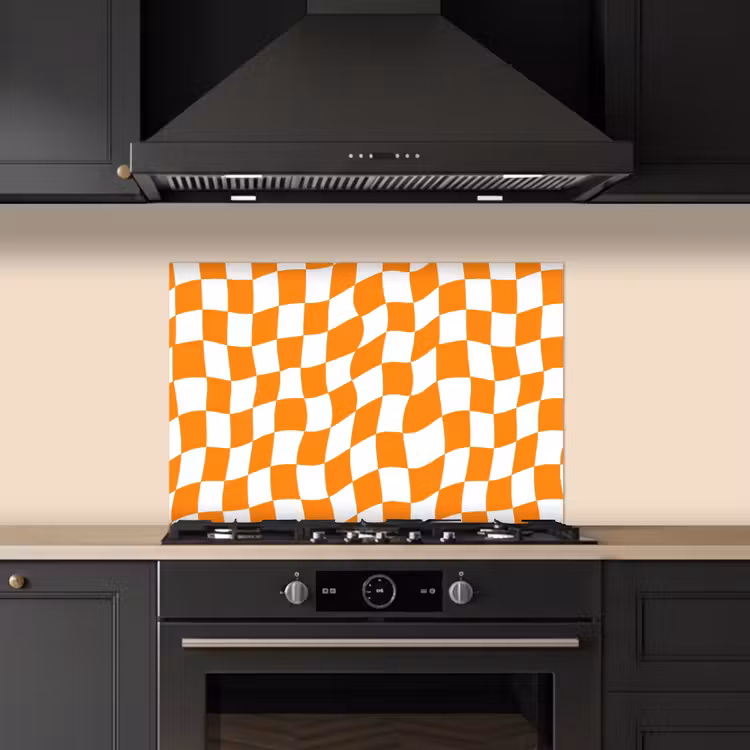 Spatscherm keuken - Golvend - Patroon - Oranje — 5