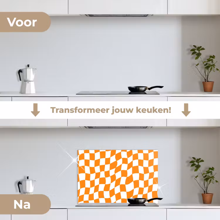 Spatscherm keuken - Golvend - Patroon - Oranje — 7