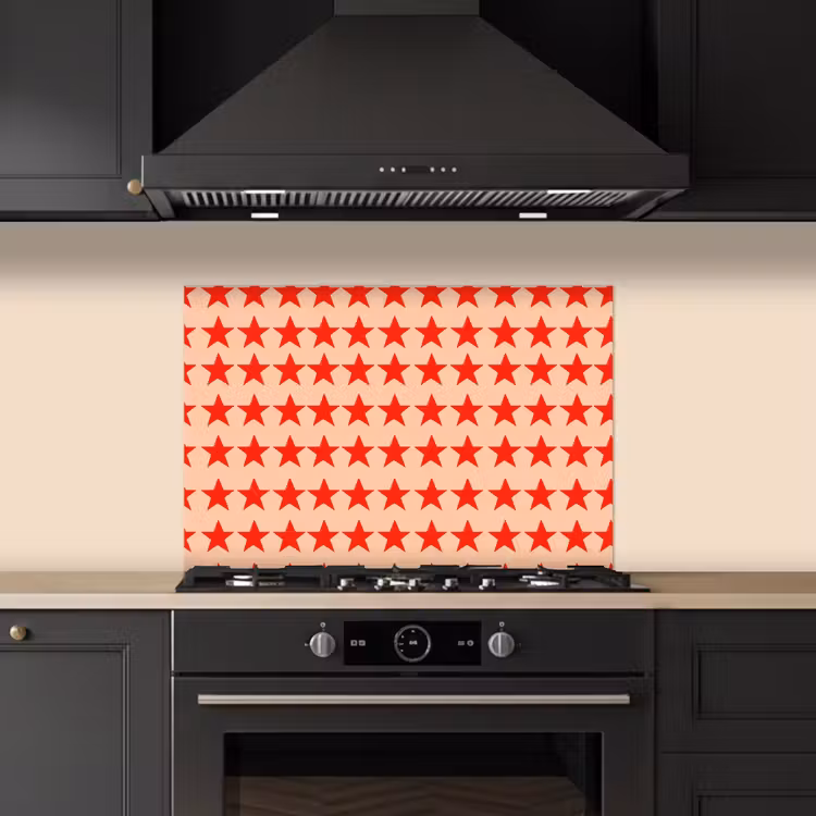 Spatscherm keuken - Patroon - Sterren - Rood — 5