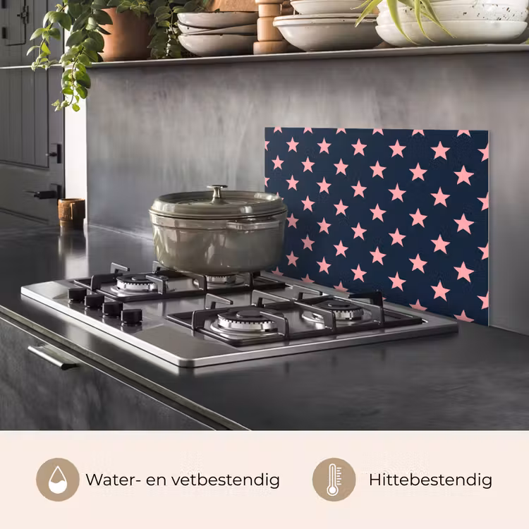 Spatscherm keuken - Patroon - Sterren - Roze — 2