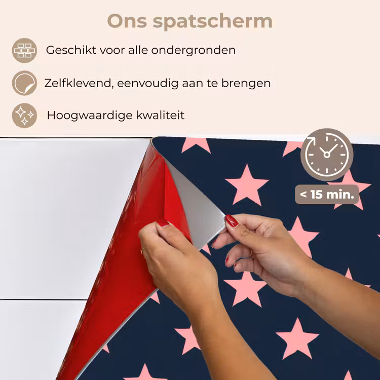 Spatscherm keuken - Patroon - Sterren - Roze — 4