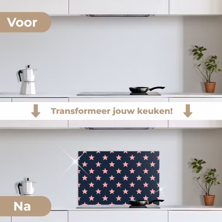 Spatscherm keuken - Patroon - Sterren - Roze — 7