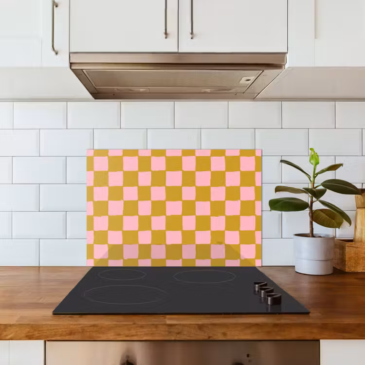 Spatscherm keuken - Patroon - Vierkant - Roze — 3