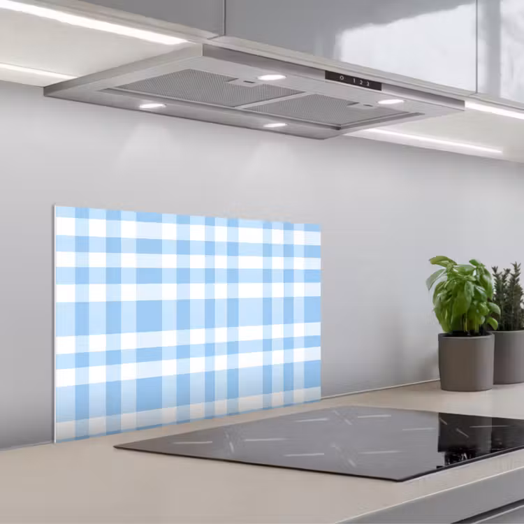 Spatscherm keuken - Ruit - Patroon - Blauw — 1