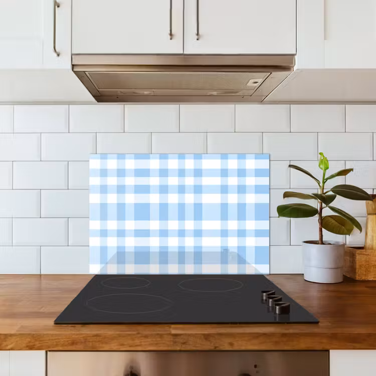 Spatscherm keuken - Ruit - Patroon - Blauw — 3