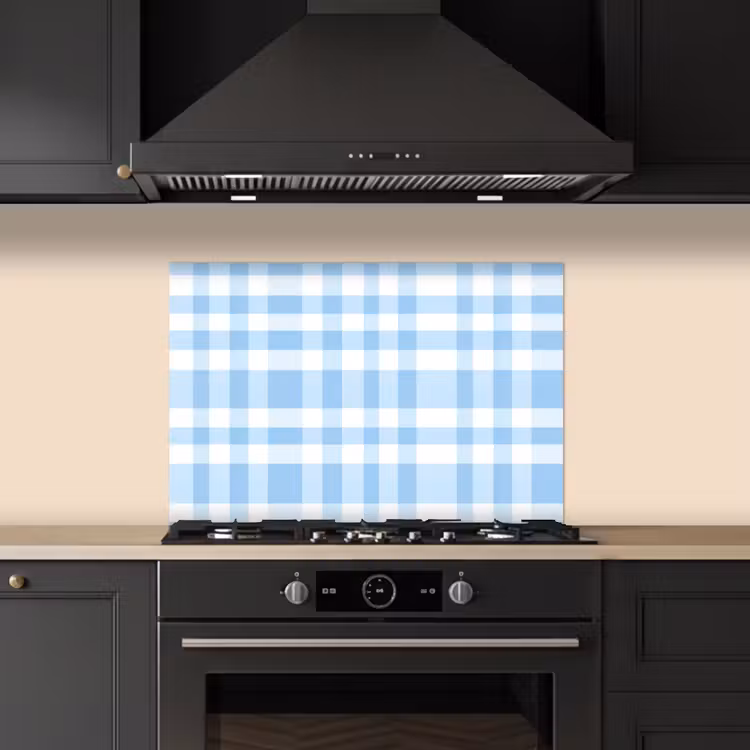 Spatscherm keuken - Ruit - Patroon - Blauw — 5