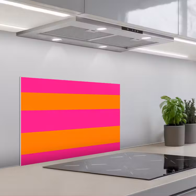Spatscherm keuken - Strepen - Horizontaal - Roze — 1