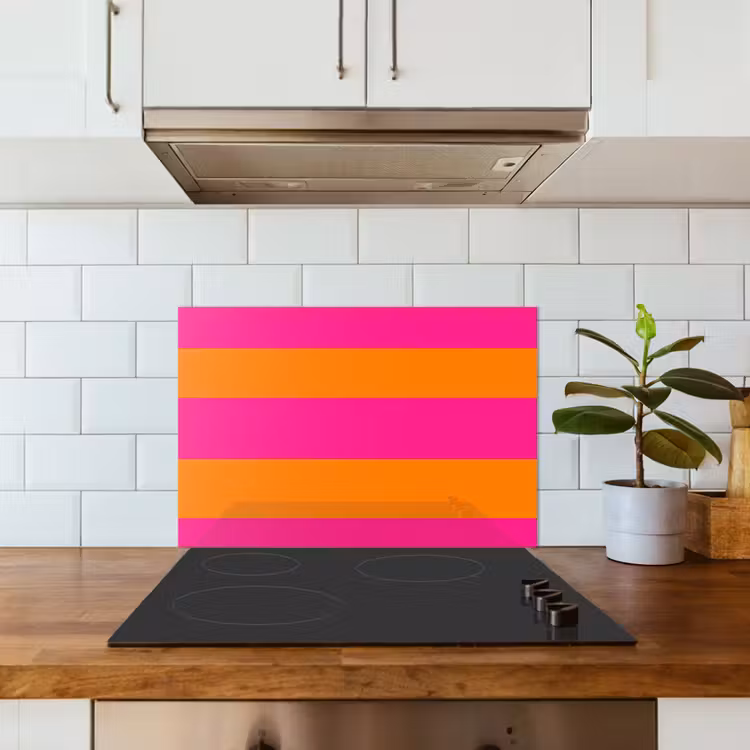 Spatscherm keuken - Strepen - Horizontaal - Roze — 3
