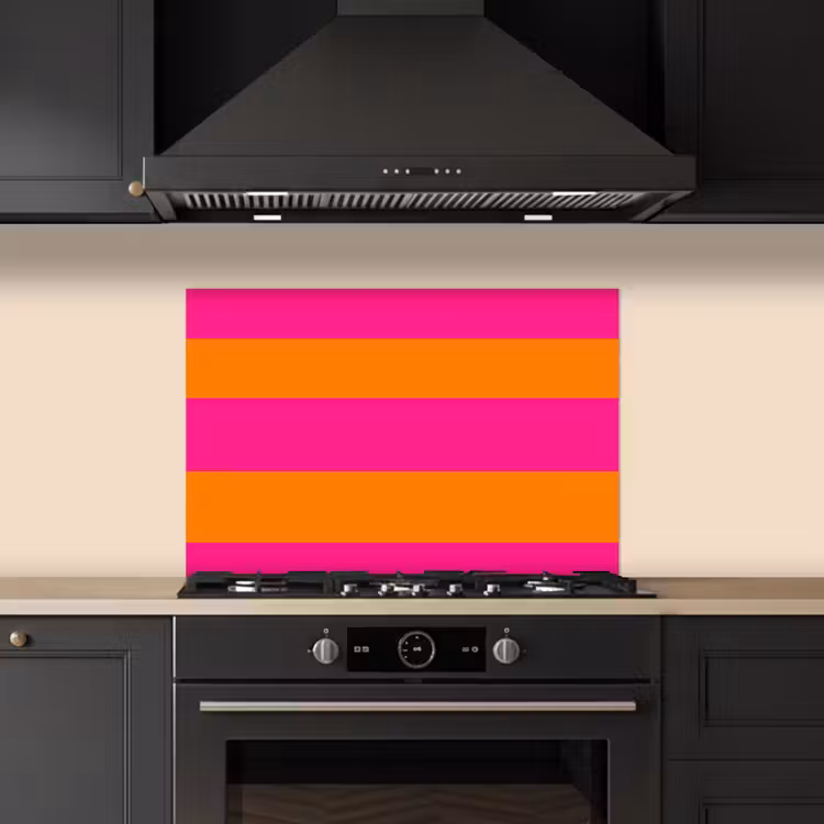 Spatscherm keuken - Strepen - Horizontaal - Roze — 5