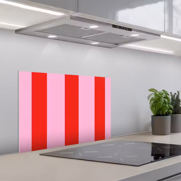 Spatscherm keuken - Strepen - Klassiek - Roze — 1