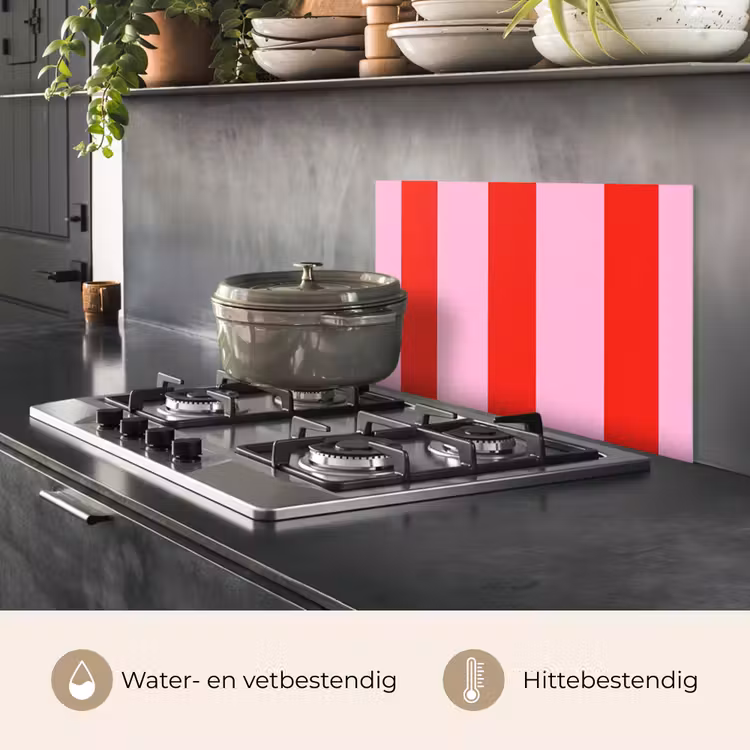 Spatscherm keuken - Strepen - Klassiek - Roze — 2