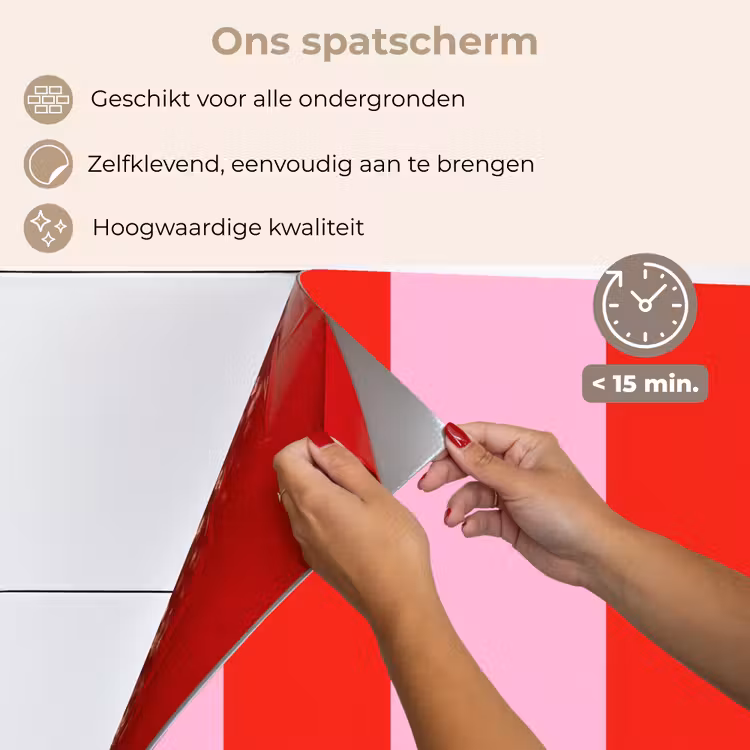 Spatscherm keuken - Strepen - Klassiek - Roze — 4
