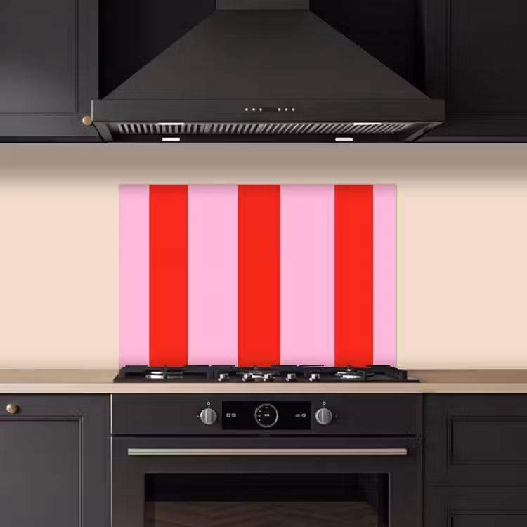 Spatscherm keuken - Strepen - Klassiek - Roze — 5