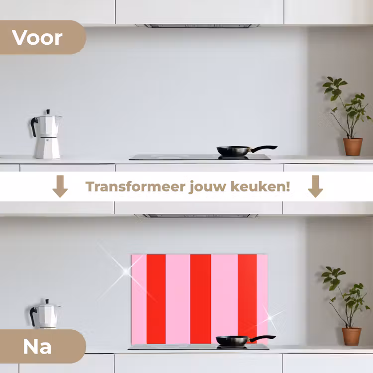 Spatscherm keuken - Strepen - Klassiek - Roze — 7