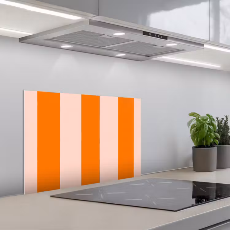 Spatscherm keuken - Strepen - Modern - Oranje — 1
