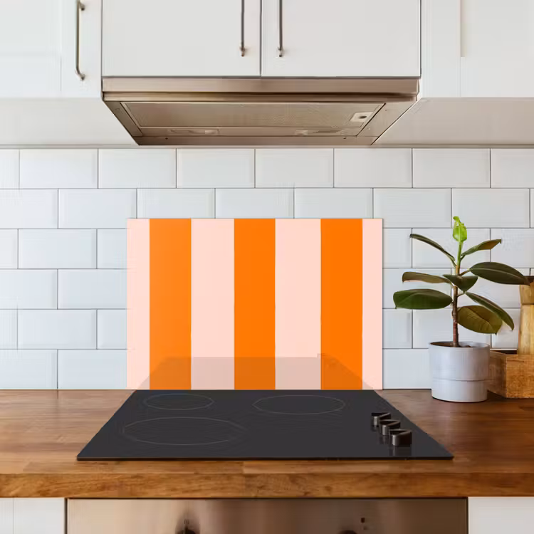 Spatscherm keuken - Strepen - Modern - Oranje — 3