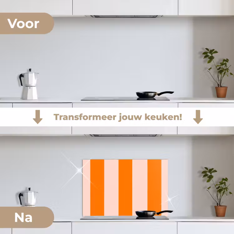 Spatscherm keuken - Strepen - Modern - Oranje — 7