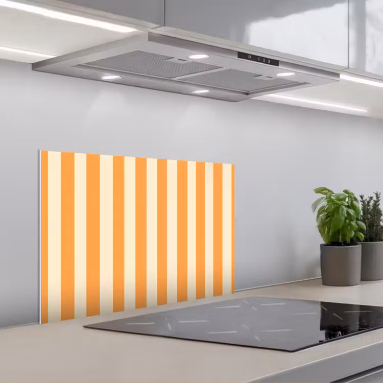 Spatscherm keuken - Strepen - Patroon - Oranje — 1