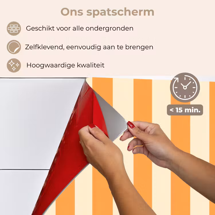 Spatscherm keuken - Strepen - Patroon - Oranje — 4