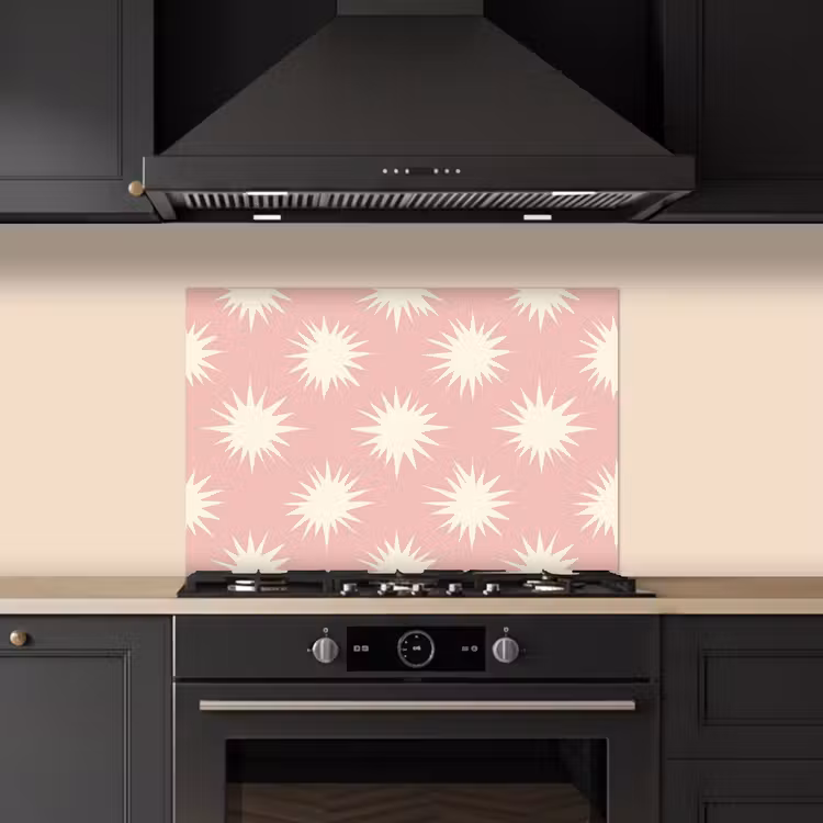 Spatscherm keuken - Zonnen - Patroon - Roze — 5