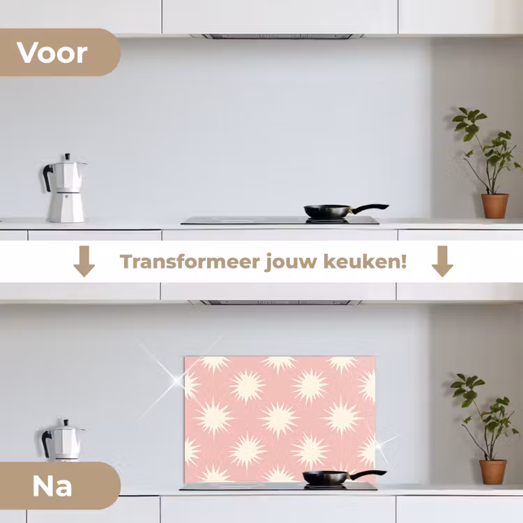 Spatscherm keuken - Zonnen - Patroon - Roze — 7