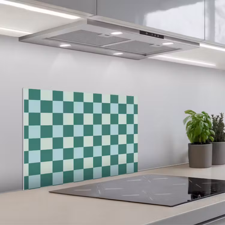Spatscherm keuken - Schaak - Klassiek - Groen — 1
