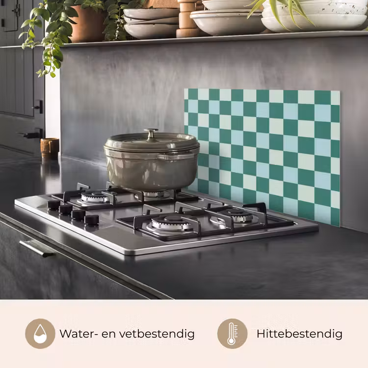 Spatscherm keuken - Schaak - Klassiek - Groen — 2